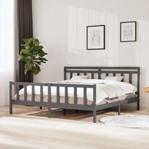 3100980 Bed Frame without Mattress Grey Solid Wood 200x200 cm (810104+814116) vidaXL 3100980 Bed Frame without Mattress Grey Solid Wood 200x200 cm (810104+814116) vidaXL