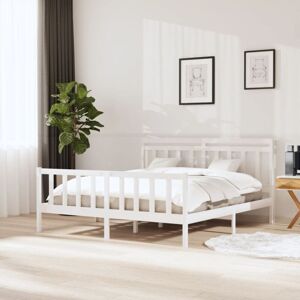 Bed Frame without Mattress White Super King Solid Wood vidaXL Bed Frame without Mattress White Super King Solid Wood vidaXL