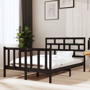 Bed Frame without Mattress Black Solid Wood Pine Double vidaXL Bed Frame without Mattress Black Solid Wood Pine Double vidaXL
