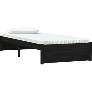 Bed Frame without Mattress Black Solid Wood 75x190 cm Small Single vidaXL Bed Frame without Mattress Black Solid Wood 75x190 cm Small Single vidaXL