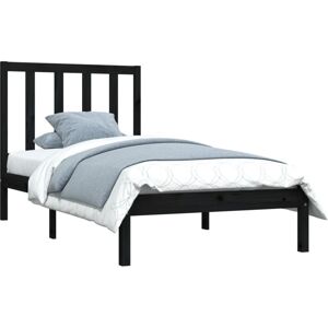 Bed Frame without Mattress Black Solid Wood Pine 100x200 cm Vidaxl Bed Frame without Mattress Black Solid Wood Pine 100x200 cm Vidaxl