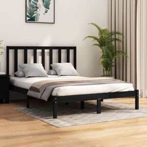 Bed Frame without Mattress Black Solid Wood Pine 140x190 cm Vidaxl Bed Frame without Mattress Black Solid Wood Pine 140x190 cm Vidaxl