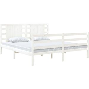Vidaxl - Bed Frame without Mattress White 150x200 cm King Size Solid Wood Pine Vidaxl - Bed Frame without Mattress White 150x200 cm King Size Solid Wood Pine