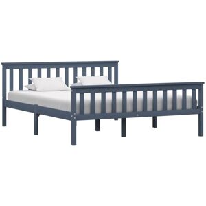Bed Frame without Mattress Grey Solid Pinewood 160x200 cm Vidaxl Bed Frame without Mattress Grey Solid Pinewood 160x200 cm Vidaxl