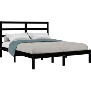 Bed Frame without Mattress Black 140x190 cm Solid Wood Pine vidaXL Bed Frame without Mattress Black 140x190 cm Solid Wood Pine vidaXL