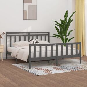 Bed Frame without Mattress Grey Solid Wood Pine 200x200 cm vidaXL Bed Frame without Mattress Grey Solid Wood Pine 200x200 cm vidaXL