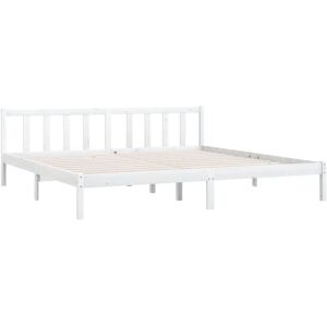 Bed Frame without Mattress White Solid Wood Super King Size vidaXL Bed Frame without Mattress White Solid Wood Super King Size vidaXL