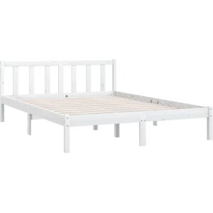 Bed Frame without Mattress White Solid Wood Double vidaXL Bed Frame without Mattress White Solid Wood Double vidaXL