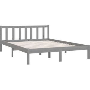 Bed Frame without Mattress Grey Solid Wood Pine King Size vidaXL Bed Frame without Mattress Grey Solid Wood Pine King Size vidaXL