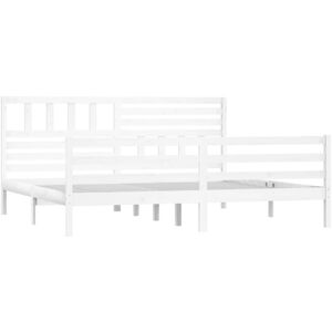 Bed Frame without Mattress White 180x200 cm Super King Solid Wood vidaXL Bed Frame without Mattress White 180x200 cm Super King Solid Wood vidaXL