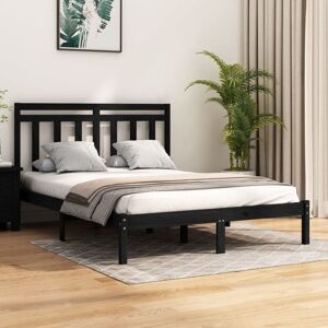 Bed Frame without Mattress Black 140x190 cm Solid Wood Vidaxl Bed Frame without Mattress Black 140x190 cm Solid Wood Vidaxl
