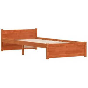 Bed Frame with Headboard Wax brown 100 x 200 cm Solid pine wood Vidaxl Bed Frame with Headboard Wax brown 100 x 200 cm Solid pine wood Vidaxl