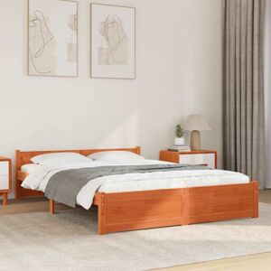 Vidaxl - Bed Frame with Headboard Wax brown 140 x 190 cm Solid pine wood Vidaxl - Bed Frame with Headboard Wax brown 140 x 190 cm Solid pine wood
