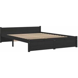 Vidaxl - Bed Frame without Mattress Black Solid Wood 135x190 cm Double Double Vidaxl - Bed Frame without Mattress Black Solid Wood 135x190 cm Double Double