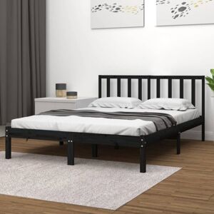 Bed Frame without Mattress Black Solid Wood Pine 200x200 cm vidaXL Bed Frame without Mattress Black Solid Wood Pine 200x200 cm vidaXL