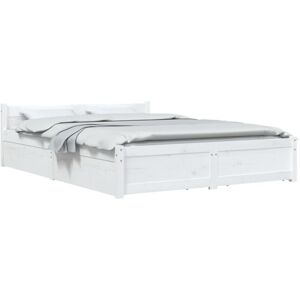 3103550 Bed Frame without Mattress with Drawers White 140x190 cm (815025+814995) vidaXL 3103550 Bed Frame without Mattress with Drawers White 140x190 cm (815025+814995) vidaXL