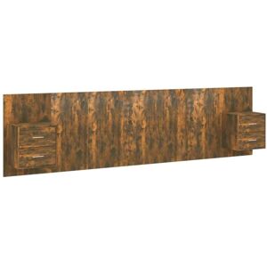 Bed Headboard with Cabinets Smoked Oak Engineered Wood Vidaxl Bed Headboard with Cabinets Smoked Oak Engineered Wood Vidaxl