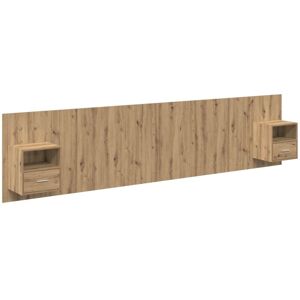 Headboard with Cabinet 3 pcs Artisan Oak Engineered Wood vidaXL Headboard with Cabinet 3 pcs Artisan Oak Engineered Wood vidaXL
