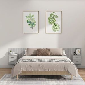 vidaXL Headboard with Bedside Tables - Headboard, Bedside Tables, Grey Sonoma - Headboard with Storage vidaXL Headboard with Bedside Tables - Headboard, Bedside Tables, Grey Sonoma - Headboard with Storage