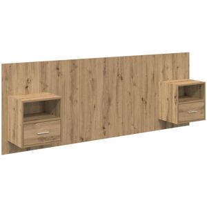 Headboard with Cabinet 3 pcs Artisan Oak Engineered Wood vidaXL Headboard with Cabinet 3 pcs Artisan Oak Engineered Wood vidaXL
