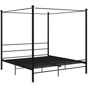 Canopy Bed Frame without Mattress Black Metal 180x200 cm Super King Vidaxl Canopy Bed Frame without Mattress Black Metal 180x200 cm Super King Vidaxl