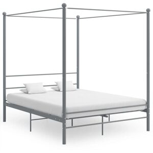 Canopy Bed Frame without Mattress Grey Metal 160x200 cm Vidaxl Canopy Bed Frame without Mattress Grey Metal 160x200 cm Vidaxl