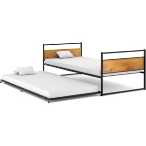 Pull-out Bed Frame without Mattress Black Metal 90x200 cm Vidaxl Pull-out Bed Frame without Mattress Black Metal 90x200 cm Vidaxl