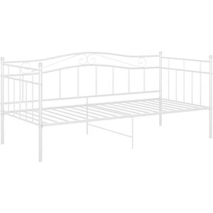 vidaXL Bed Frame - Metal White Sofa Bed Convertible for Guest Sleepover vidaXL Bed Frame - Metal White Sofa Bed Convertible for Guest Sleepover
