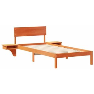 Bed Frame with Bedside Tables Wax brown Solid pine wood Vidaxl Bed Frame with Bedside Tables Wax brown Solid pine wood Vidaxl