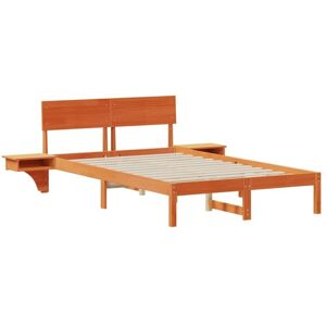 Bed Frame with Bedside Tables Wax brown Solid pine wood Vidaxl Bed Frame with Bedside Tables Wax brown Solid pine wood Vidaxl