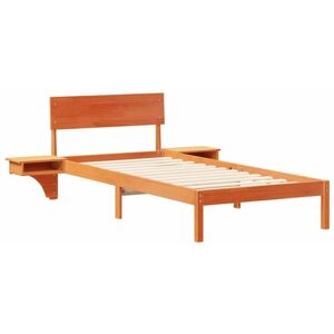 Bed Frame with Bedside Tables Wax brown Solid pine wood Vidaxl Bed Frame with Bedside Tables Wax brown Solid pine wood Vidaxl