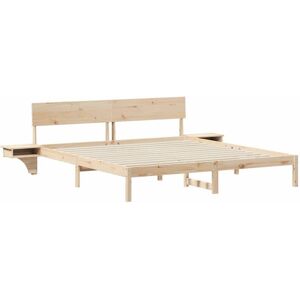 Bed Frame with Bedside Tables Brown Solid pine wood Vidaxl Bed Frame with Bedside Tables Brown Solid pine wood Vidaxl