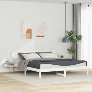 Bed Frame with Bedside Tables White Solid pine wood Vidaxl Bed Frame with Bedside Tables White Solid pine wood Vidaxl
