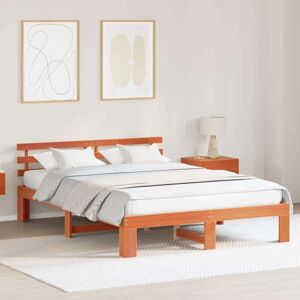 Bed Frame with Headboard Brown 150 x 200 cm Solid Pine wood Vidaxl Bed Frame with Headboard Brown 150 x 200 cm Solid Pine wood Vidaxl