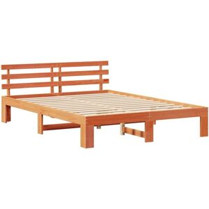 Bed Frame with Headboard Brown 140 x 200 cm Solid Pine wood Vidaxl Bed Frame with Headboard Brown 140 x 200 cm Solid Pine wood Vidaxl