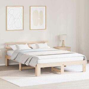 Bed Frame with Headboard Brown 150 x 200 cm Solid Pine wood vidaXL Bed Frame with Headboard Brown 150 x 200 cm Solid Pine wood vidaXL