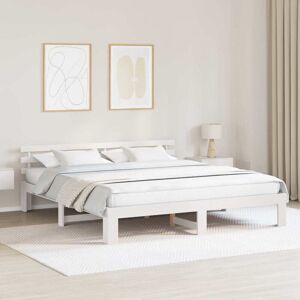Vidaxl - Bed Frame with Headboard White 200 x 200 cm Solid Pine wood Vidaxl - Bed Frame with Headboard White 200 x 200 cm Solid Pine wood