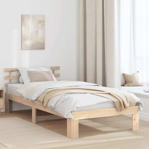 Bed Frame with Headboard Brown 90 x 190 cm Solid Pine wood Vidaxl Bed Frame with Headboard Brown 90 x 190 cm Solid Pine wood Vidaxl