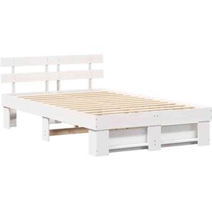 Vidaxl - Bed Frame with Headboard White 120 x 200 cm Solid pine wood Vidaxl - Bed Frame with Headboard White 120 x 200 cm Solid pine wood