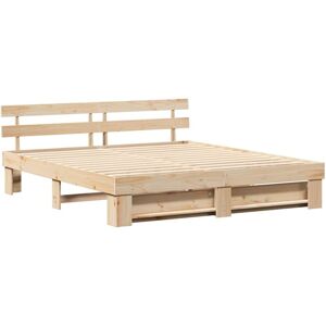 Bed Frame with Headboard Brown Solid pine wood Vidaxl Bed Frame with Headboard Brown Solid pine wood Vidaxl