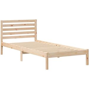 Bed Frame with Headboard Brown 80 x 210 cm Solid pine wood Vidaxl Bed Frame with Headboard Brown 80 x 210 cm Solid pine wood Vidaxl