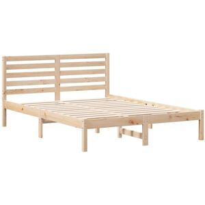 Bed Frame with Headboard Brown 135 x 190 cm Solid pine wood Vidaxl Bed Frame with Headboard Brown 135 x 190 cm Solid pine wood Vidaxl