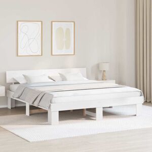 Bed Frame with Headboard White 200 x 200 cm Solid pine wood Vidaxl Bed Frame with Headboard White 200 x 200 cm Solid pine wood Vidaxl