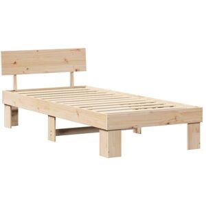 Bed Frame with Headboard Brown 90 x 190 cm Solid pine wood Vidaxl Bed Frame with Headboard Brown 90 x 190 cm Solid pine wood Vidaxl