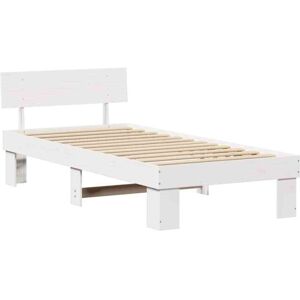 Bed Frame with Headboard White 90 x 190 cm Solid pine wood Vidaxl Bed Frame with Headboard White 90 x 190 cm Solid pine wood Vidaxl