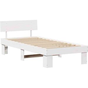 Bed Frame with Headboard White 90 x 200 cm Solid pine wood Vidaxl Bed Frame with Headboard White 90 x 200 cm Solid pine wood Vidaxl