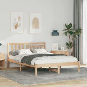 Bed Frame with Headboard Brown 135 x 190 cm Solid Pine Wood vidaXL Bed Frame with Headboard Brown 135 x 190 cm Solid Pine Wood vidaXL