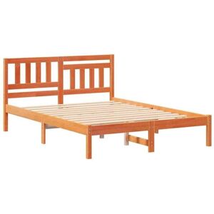 Bed Frame with Headboard Wax brown 120 x 190 cm Solid pine wood Vidaxl Bed Frame with Headboard Wax brown 120 x 190 cm Solid pine wood Vidaxl