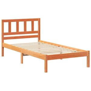 Bed Frame with Headboard Wax brown 100 x 200 cm Solid pine wood Vidaxl Bed Frame with Headboard Wax brown 100 x 200 cm Solid pine wood Vidaxl