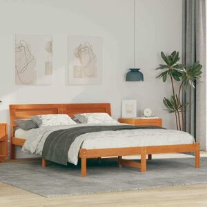 Bed Frame with Headboard Wax brown 150 x 200 cm Solid pine wood Vidaxl Bed Frame with Headboard Wax brown 150 x 200 cm Solid pine wood Vidaxl